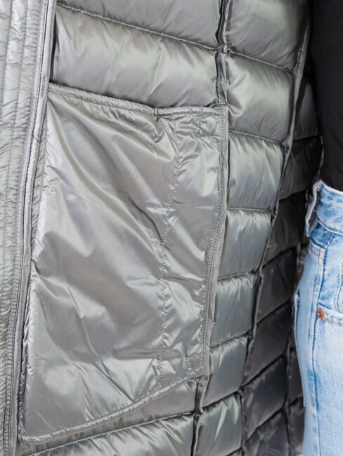 FRIENDLY Jachetă de puf de lungime medie cu glugă oțel închis-oțel întunecat - Jachete de puf pentru femei