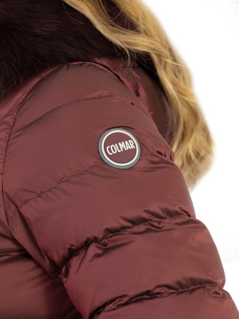 DELUXE Geacă de damă cu puf și glugă din blană brunetă-întunecată - Jachete de puf pentru femei