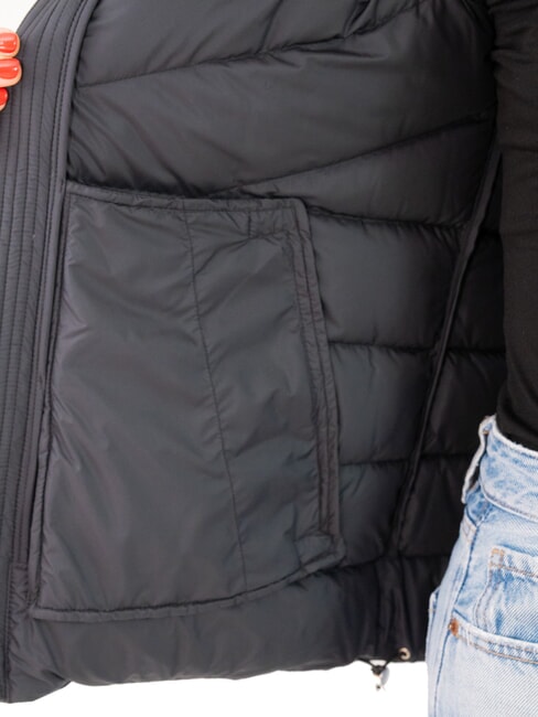 CAPTION Geacă de damă cu puf și glugă negru - Jachete de puf pentru femei