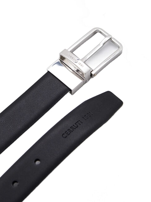 DOUBLE Curea din piele reversibilă și scurtabilă negru/maro închis - Curele