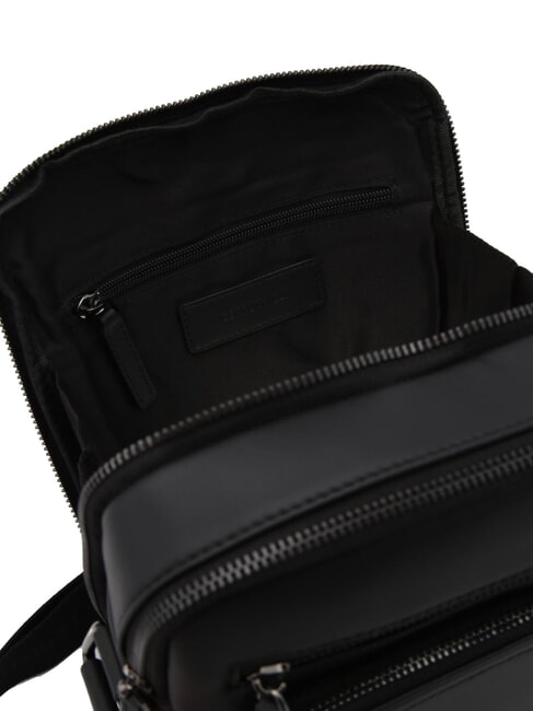 RORY Geantă din piele netedă cu buzunare multiple negru - Genți de umăr bărbați