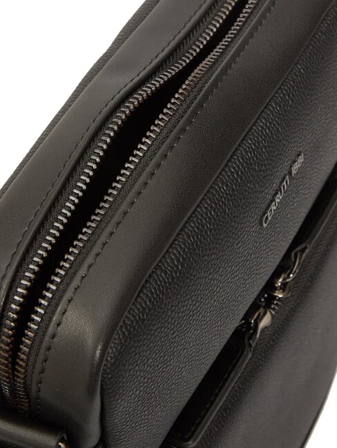 JEREMY Geantă din piele cu buzunar negru - Genți de umăr bărbați