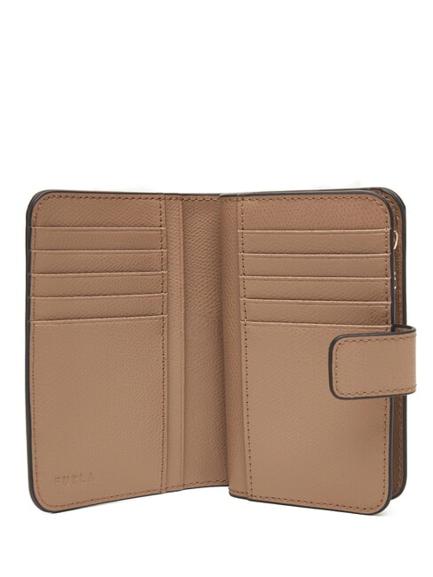 CAMELIA Portofel de dama din piele greige - Portofele femei