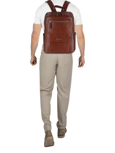 ALBERTO Rucsac pentru laptop de 13", din piele Maro / Paladiu - Rucsacuri pentru laptop