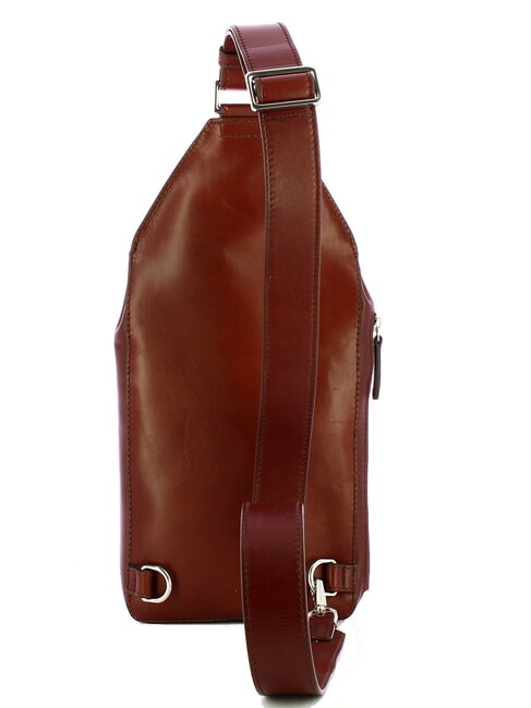 ALBERTO Geantă din piele cu un singur umăr Maro / Paladiu - Genți de umăr bărbați