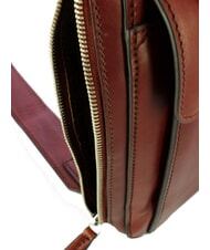 THE BRIDGE ALBERTO Geantă din piele cu un singur umăr Maro / Paladiu - Genți de umăr bărbați - 4