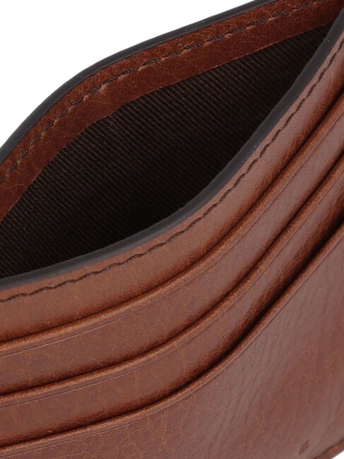 ETTORE Portcard plat din piele Maro / Ruteniu - Portofele bărbați