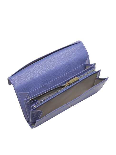 METALLIC SOFT Portofel mare din piele albastru - Portofele femei