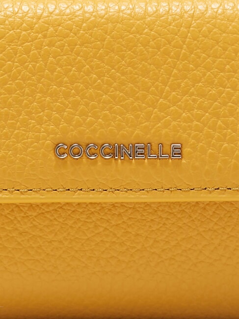 METALLIC SOFT Portofel din piele pietrișată însorită - Portofele femei