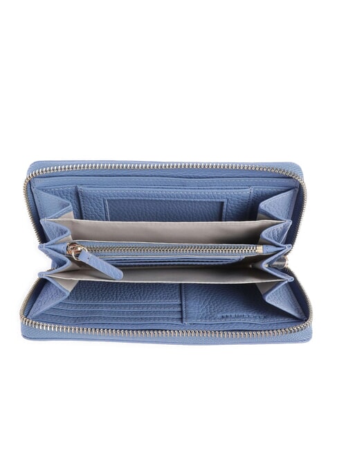 METALLIC SOFT Portofel din piele texturată cu fermoar albastru - Portofele femei