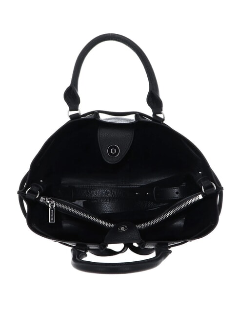 FLORES Geantă medie din piele ciocănită negru - Genți femei