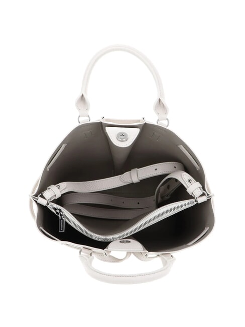 FLORES Geantă mică din piele ciocănită alb - Genți femei