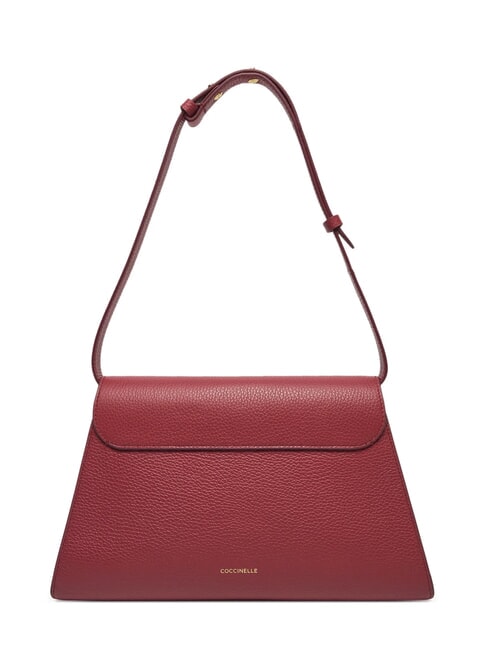 DEW Geantă de umăr medie din piele ciocănită sangrie - Genți femei