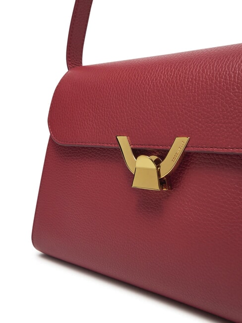 DEW Geantă de umăr medie din piele ciocănită sangrie - Genți femei