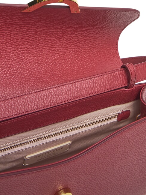 DEW Geantă de umăr medie din piele ciocănită sangrie - Genți femei