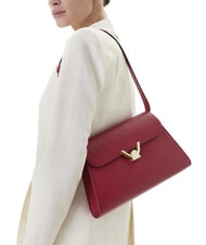 COCCINELLE DEW Geantă de umăr medie din piele ciocănită sangrie - Genți femei - 5