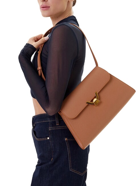 DEW Geantă de umăr medie din piele ciocănită piei - Genți femei