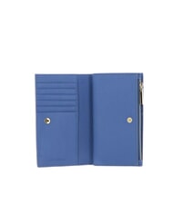 COCCINELLE METALLIC SOFT Portofel mediu din piele ciocănită albastru - Portofele femei - 3