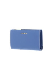 COCCINELLE METALLIC SOFT Portofel mediu din piele ciocănită albastru - Portofele femei - 4