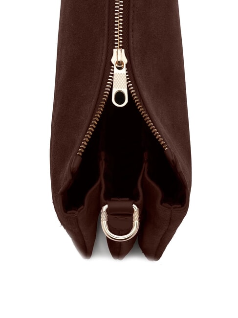 FEATHER SMALL Geantă mică de umăr din piele întoarsă întuneric - Genți femei