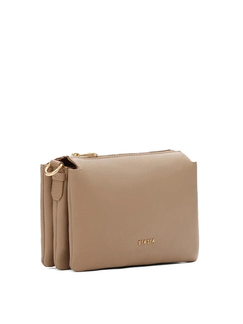 FEATHER SMALL Geantă mică de umăr din piele taupe - Genți femei