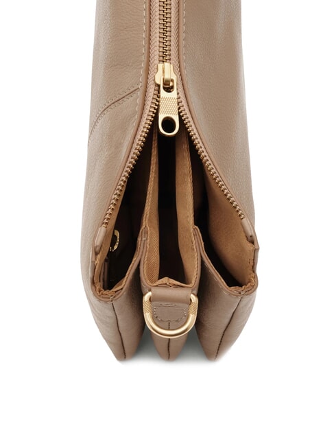 FEATHER SMALL Geantă mică de umăr din piele taupe - Genți femei