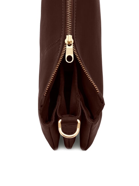 FEATHER SMALL Geantă mică de umăr din piele întuneric - Genți femei