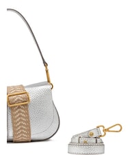 GIANNI CHIARINI HELENA ROUND Geanta din piele cu curea dubla de umar argint - Genți femei - 4