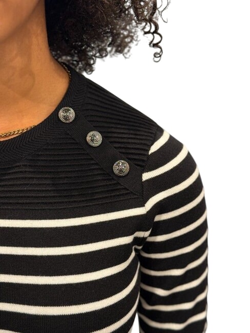 HELEN Pulover dungă neagră și crem - Pulovere pentru femei