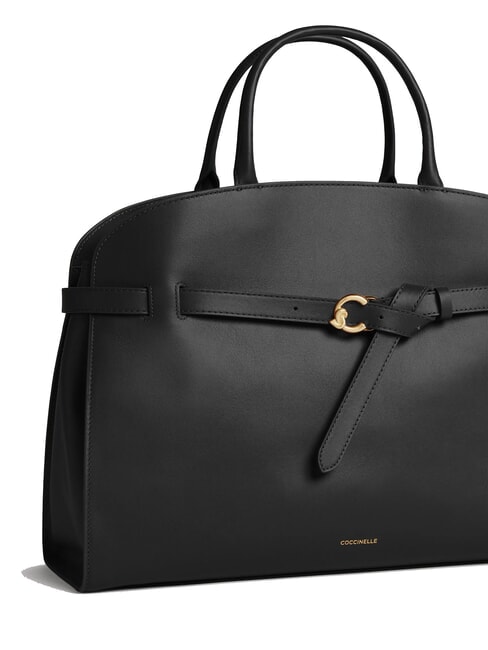 SABINE Geantă de mână din piele cu curea de umăr negru - Genți femei