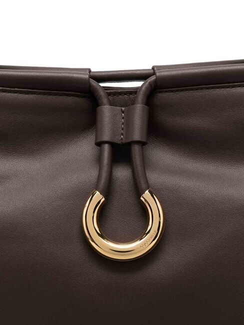 LISBET Geantă de mână din piele cu curea de umăr brunetă - Genți femei