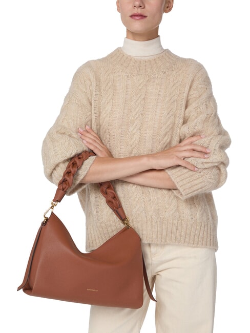 BOHEME GRANA DOUBLE Geanta de mana, cu bareta de umar, din piele coniac/negru - Genți femei