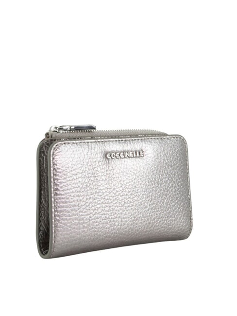 METALLIC SOFT Portofel mic din piele oţel - Portofele femei