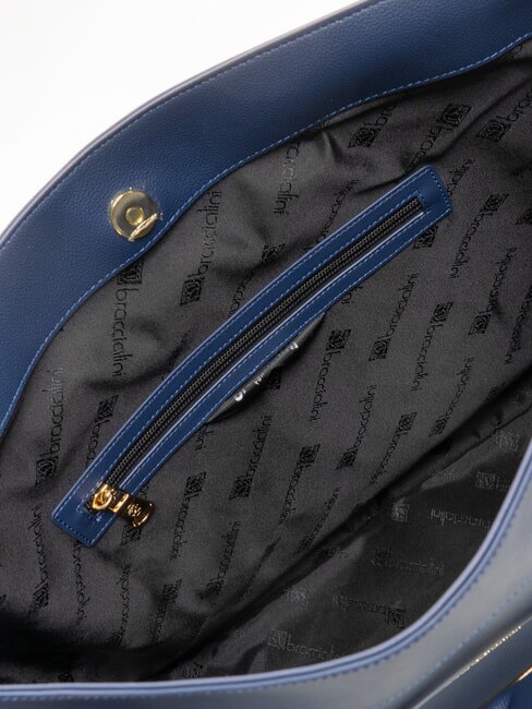 GRETA Geantă de umăr din piele albastru - Genți femei