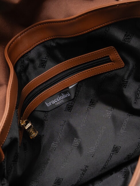 GRETA Geantă din piele cu curea de umăr maro - Genți femei