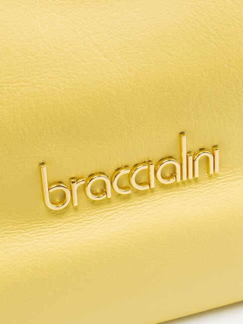 SOFIA Geanta de mana din piele cu flori mici galben - Genți femei