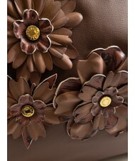 BRACCIALINI SARA Geantă de umăr hobo din piele cu flori maro - Genți femei - 3
