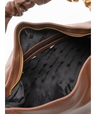 BRACCIALINI SARA Geantă de umăr hobo din piele cu flori maro - Genți femei - 5