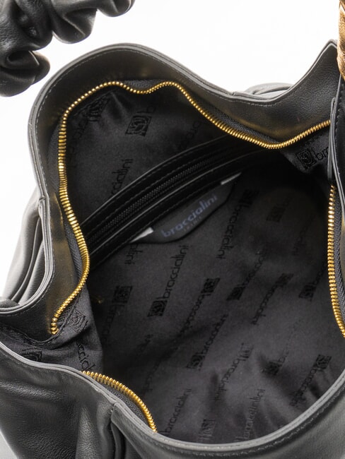 SARA Geantă de umăr hobo din piele cu flori negru - Genți femei