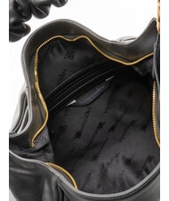 BRACCIALINI SARA Geantă de umăr hobo din piele cu flori negru - Genți femei - 4