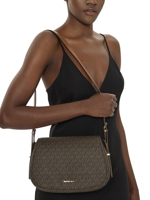 LYDIA Geantă de umăr cu clapă brn/ghinda - Genți femei