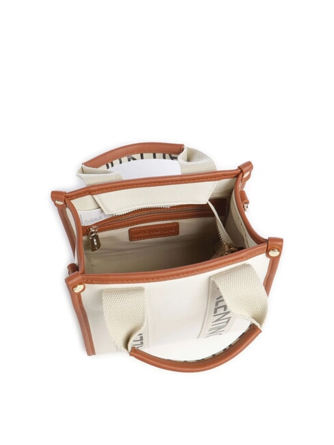 CANDLE Geantă mică de pânză natural/piele - Genți femei