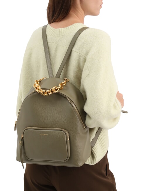 FENIX Rucsac mediu din piele verde laur - Genți femei