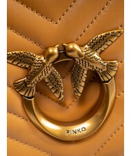 PINKO LOVE CLICK MINI Geanta din piele nappa matlasata nugat-aur antic - Genți femei - 4