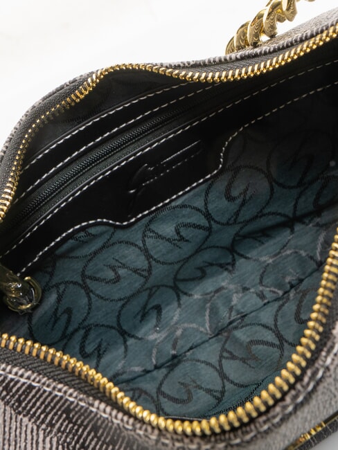 PLANETARIUM Geantă Hobo Crescent cu curea de umăr gri deschis monocrom/negru - Genți femei