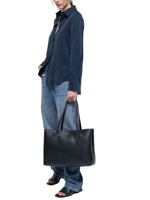 SWAP Geantă de cumpărături din piele de umăr negru - Genți femei