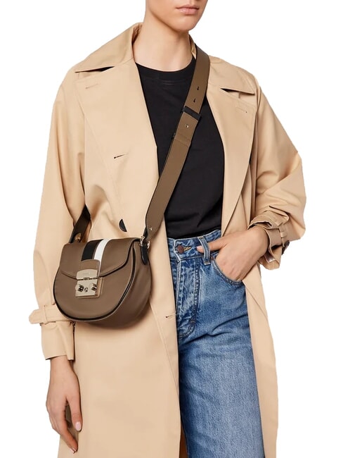 METROPOLIS Geantă de umăr mini noroi+negru+talc h - Genți femei