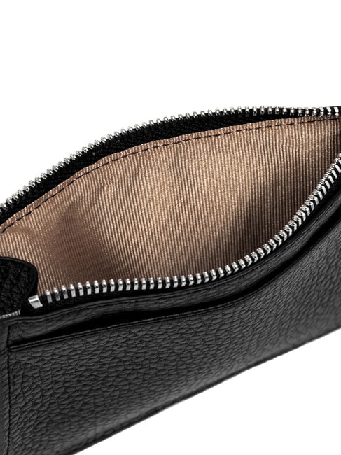 GRAIN Portofel plat din piele cu fermoar negru - Portofele femei