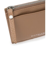 GIANNI CHIARINI GRAIN Portofel plat din piele cu fermoar lut - Portofele femei - 4