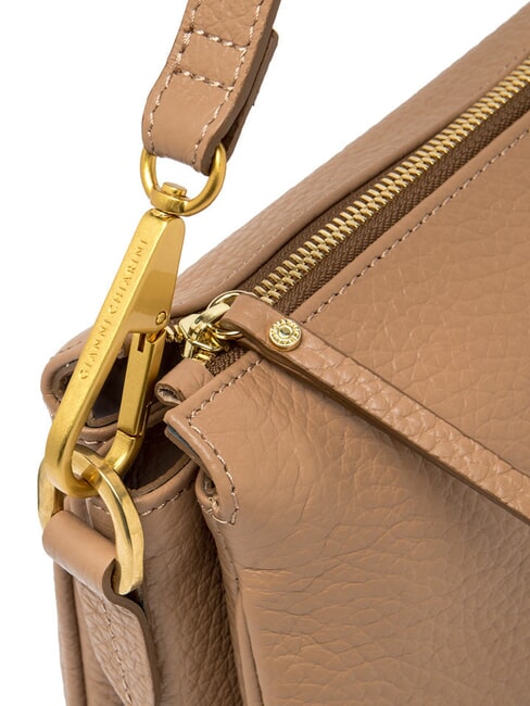 BROOKE Geantă de umăr din piele ciocănită lut - Genți femei